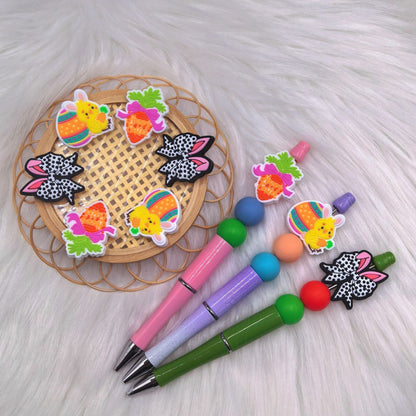 20Pcs Silicone Focal Beads Easter Carrot Bunny Ear Bow 2