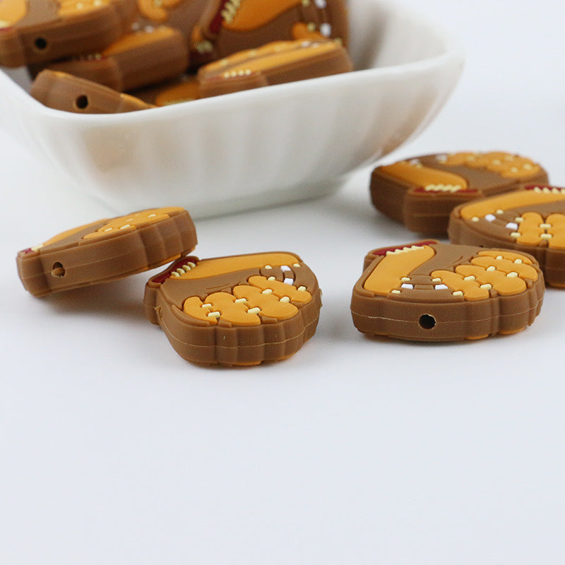 20pcs Silicone Focal Beads Baseball Glove Front Facing 3