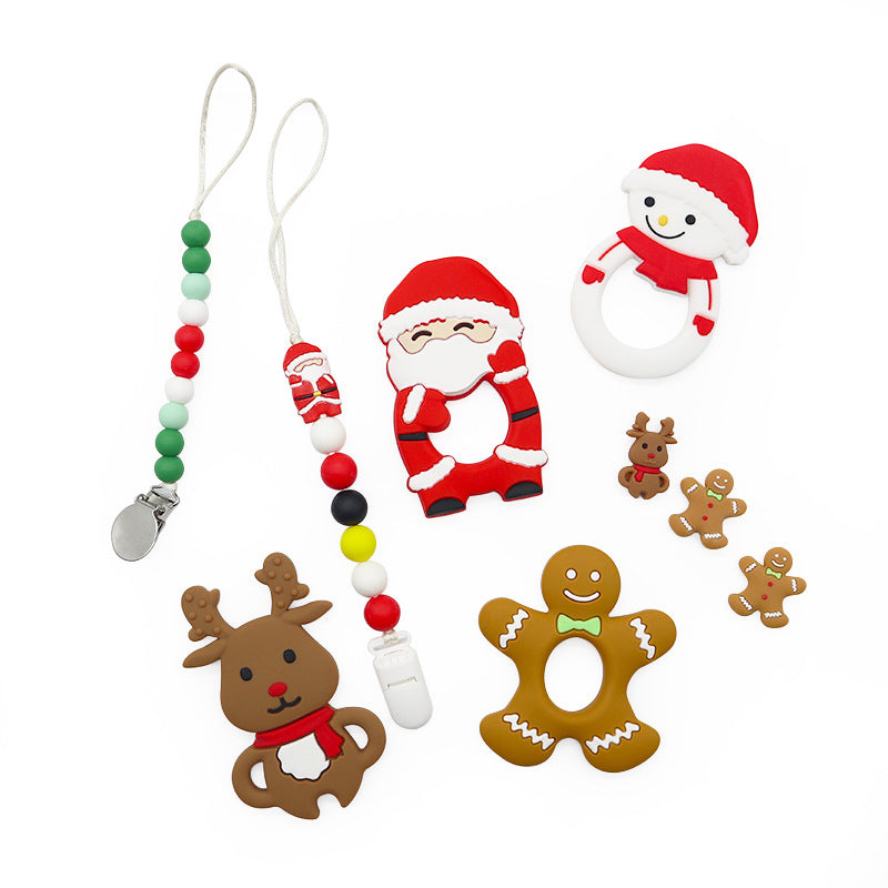 20pcs Silicone Focal Beads Christmas Santa Snowman Elk Deer Gingerbread Man 4