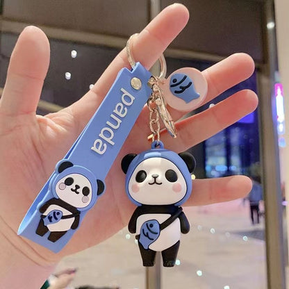 Cartoon Panda Silicone Bead Keychain Cute Animal Charm 4