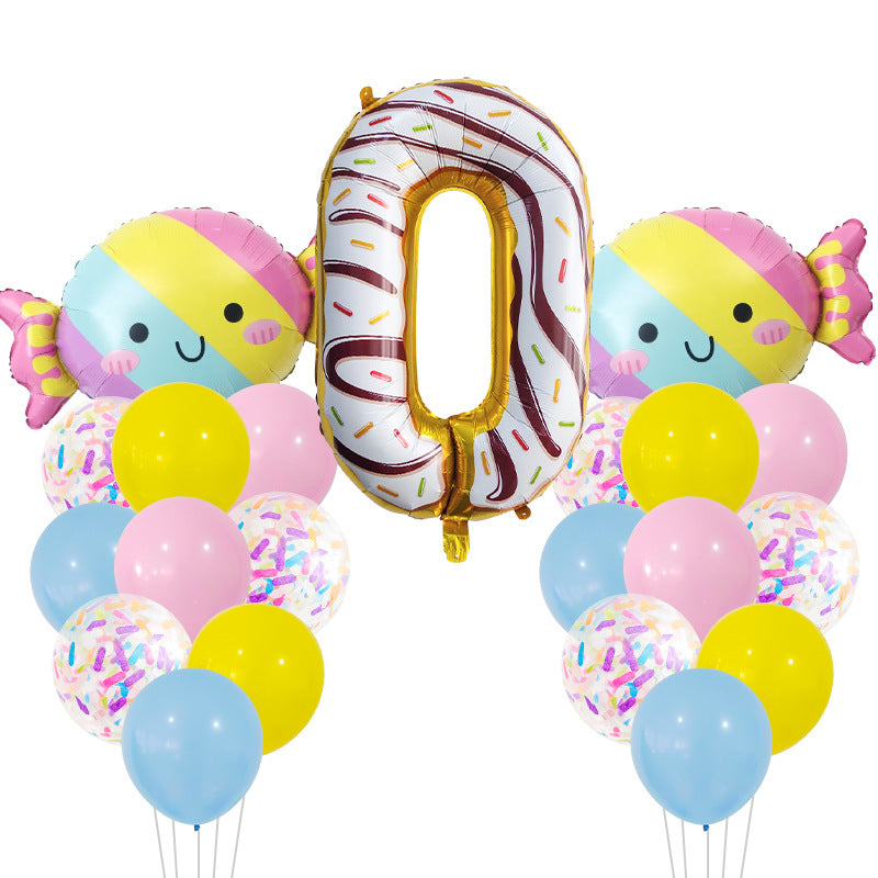 Candy Donuts Foil Balloon Set Party Decoration 1Set 13