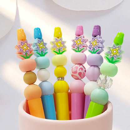 20Pcs Silicone 3D Focal Beads Colorful Potted Plant Flower Design 2