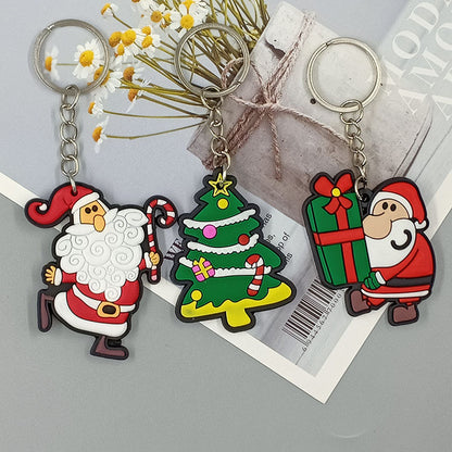 Cartoon Christmas Silicone Keychain Holiday Gift Charm Set 2