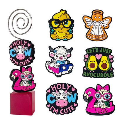 Silicone Focal Beads Cute Glasses Cow Chick Front Facing