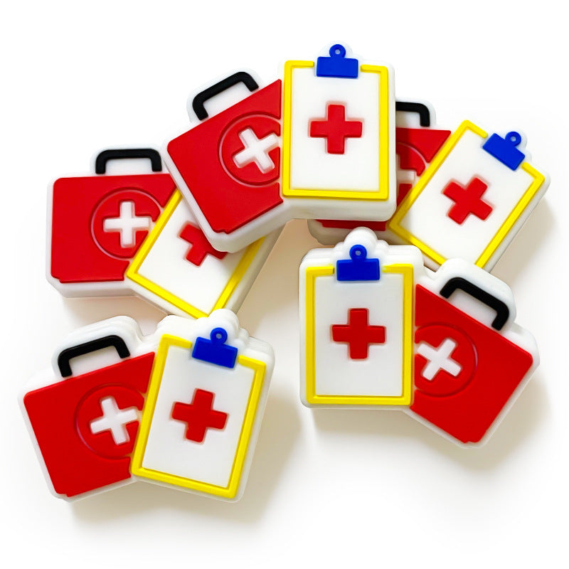 20Pcs Silicone Focal Beads First Aid Kit Clipboard and Medical Bag 3