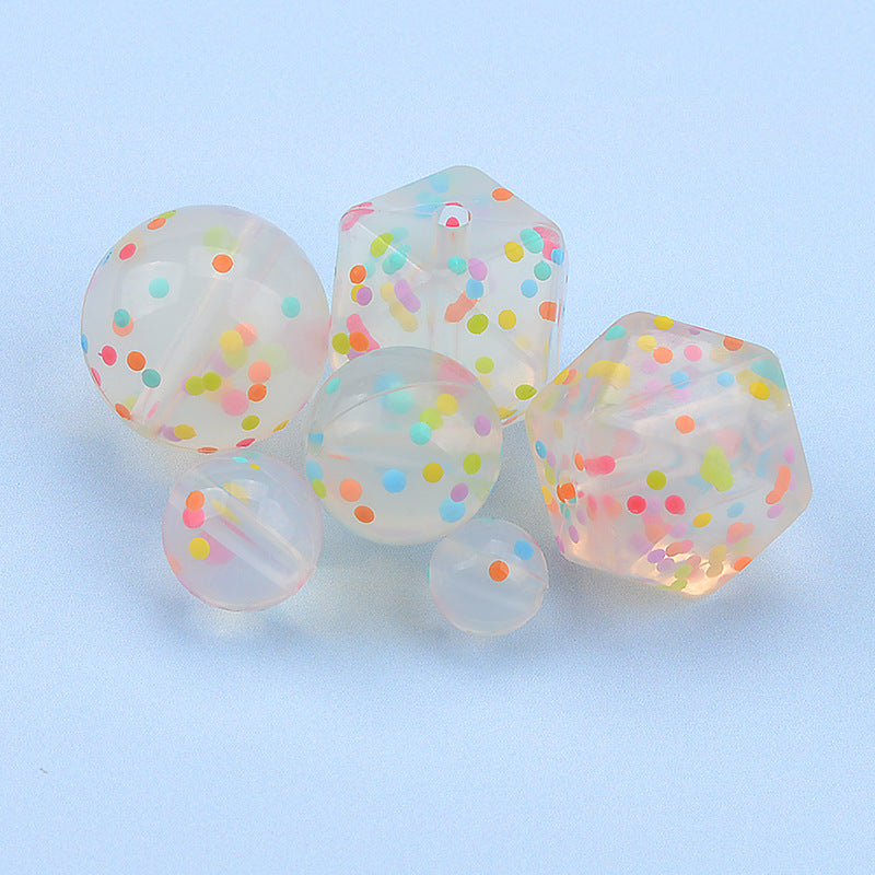 20pcs 9-19mm Transparent Color Dots Hexagon Silicone Beads