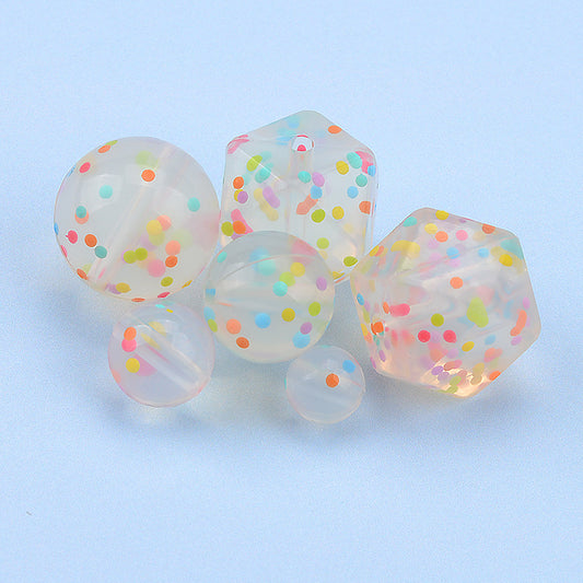 20pcs 9-19mm Transparent Color Dots Hexagon Silicone Beads