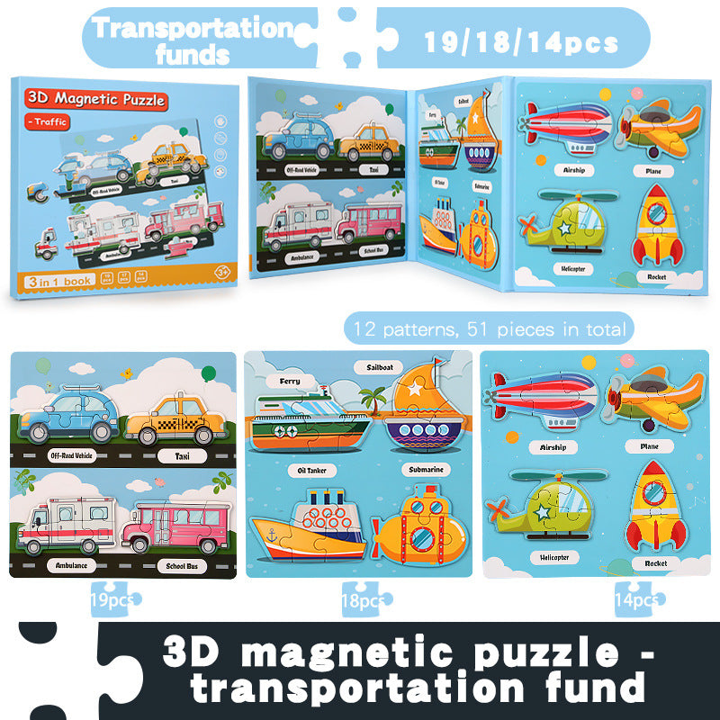 Children's Magnetic Animal Engineering Vehicles Puzzle Toys Wholesale