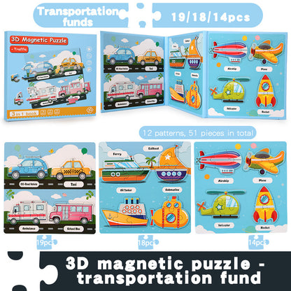 Children's Magnetic Animal Engineering Vehicles Puzzle Toys Wholesale