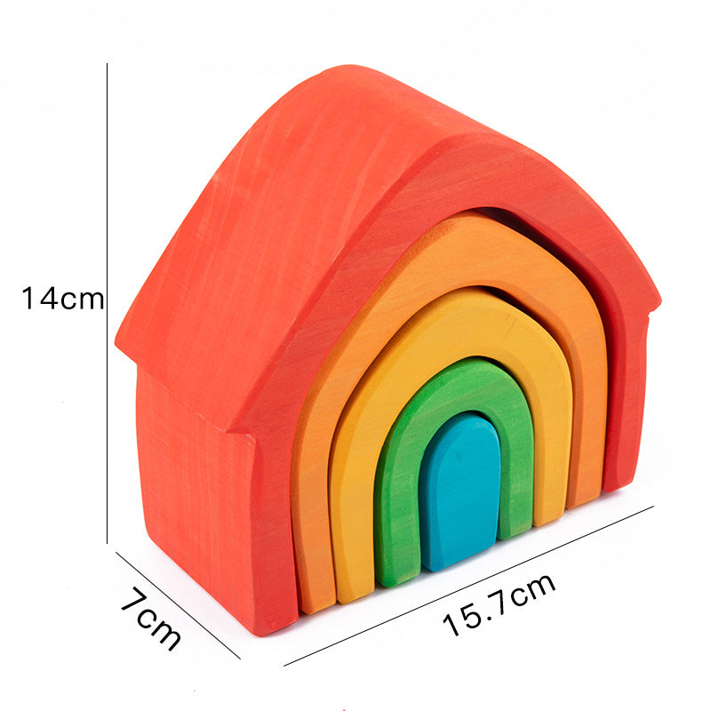 Wooden Cabin Building Blocks Educational Building Blocks Toy 4
