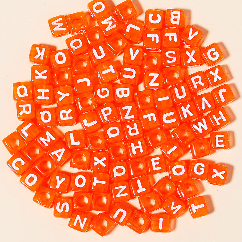 100pcs 6mm Square Acrylic Letters Beads Colorful DIY Accessories 14