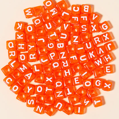 100pcs 6mm Square Acrylic Letters Beads Colorful DIY Accessories 14