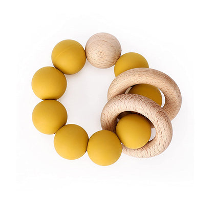 Wooden Beech Teething Ring Baby Teether Toy for 6 Months and Up 7