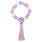 Daisy Silicone Bead Wristlet Keychain Tassel Charm 6