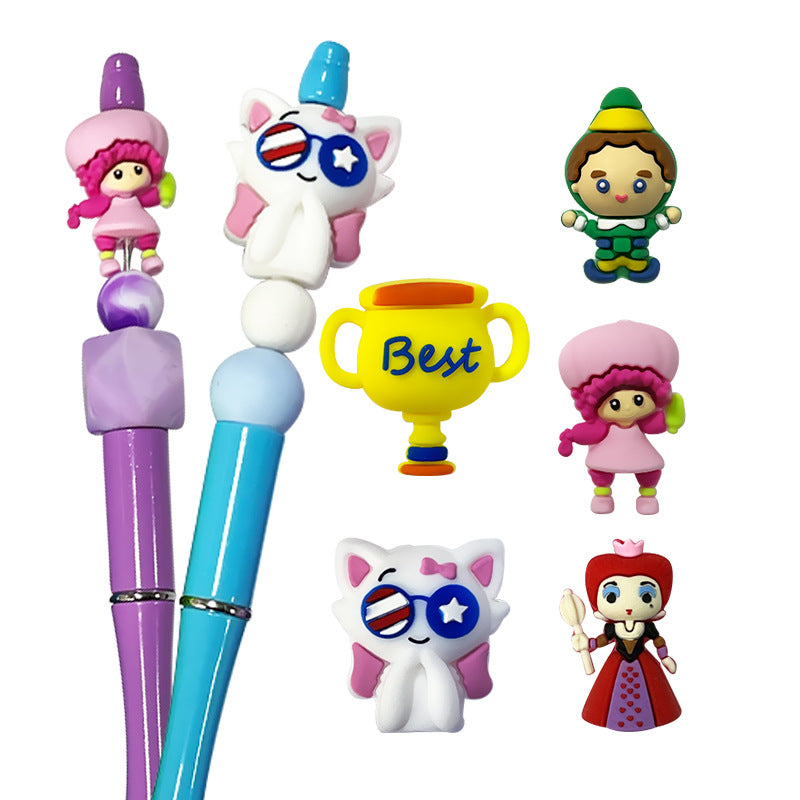 20Pcs Silicone 3D Focal Beads Strawberry Girl Best Trophy Cute Queen Design