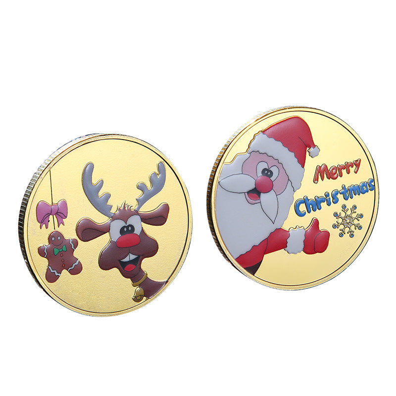 Christmas Santa Claus and Elk Novelty Coin Holiday Gift 2