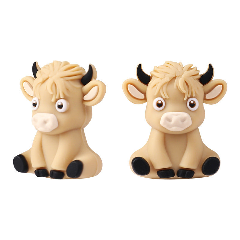 Silicone 3D Focal Beads Highland Cow Sitting Pose 6
