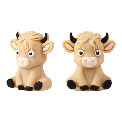 Silicone 3D Focal Beads Highland Cow Sitting Pose 6