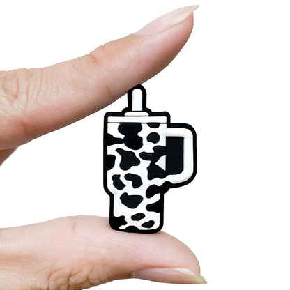 20Pcs Silicone Focal Beads Travel Cup Patterned Design 5