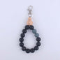 Wood Hexagon Silicone Bead Wristlet Keychain with Wooden Accent 11