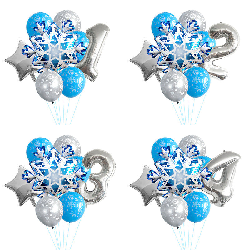 Ice Snow Theme Snowflake Foil Balloon Set Party Decoration 3