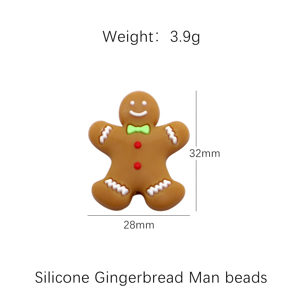 20pcs Silicone Focal Beads Christmas Santa Snowman Elk Deer Gingerbread Man 9