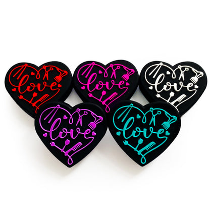 20Pcs Silicone Focal Beads Love Hair Salon Heart Shape with Hair Tool Design 2