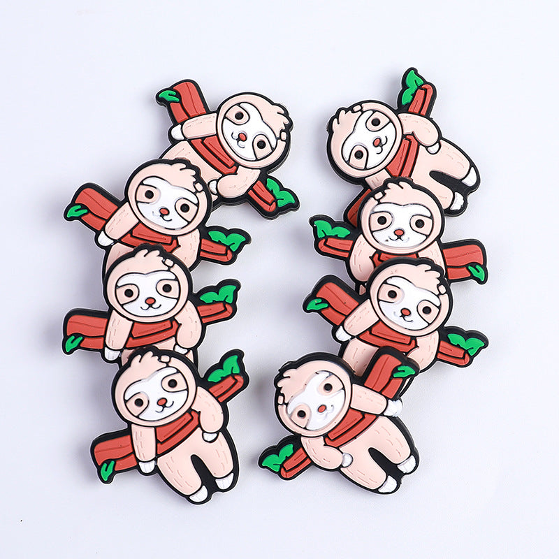 20pcs Silicone Focal Beads Sloth Hanging on Branch