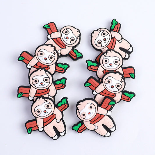20pcs Silicone Focal Beads Sloth Hanging on Branch