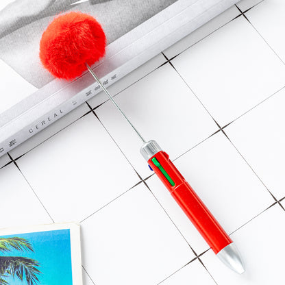 4 In 1 Cartoon Fur Ball Plastic Beadable Ballpoint Pens DIY Craft Supplies 8