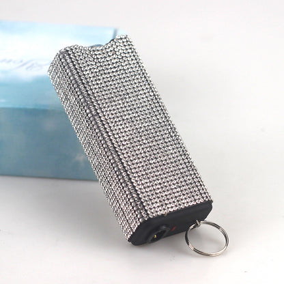 Self Defense Rhinestone Flashlight Electric Shock Keychain 23