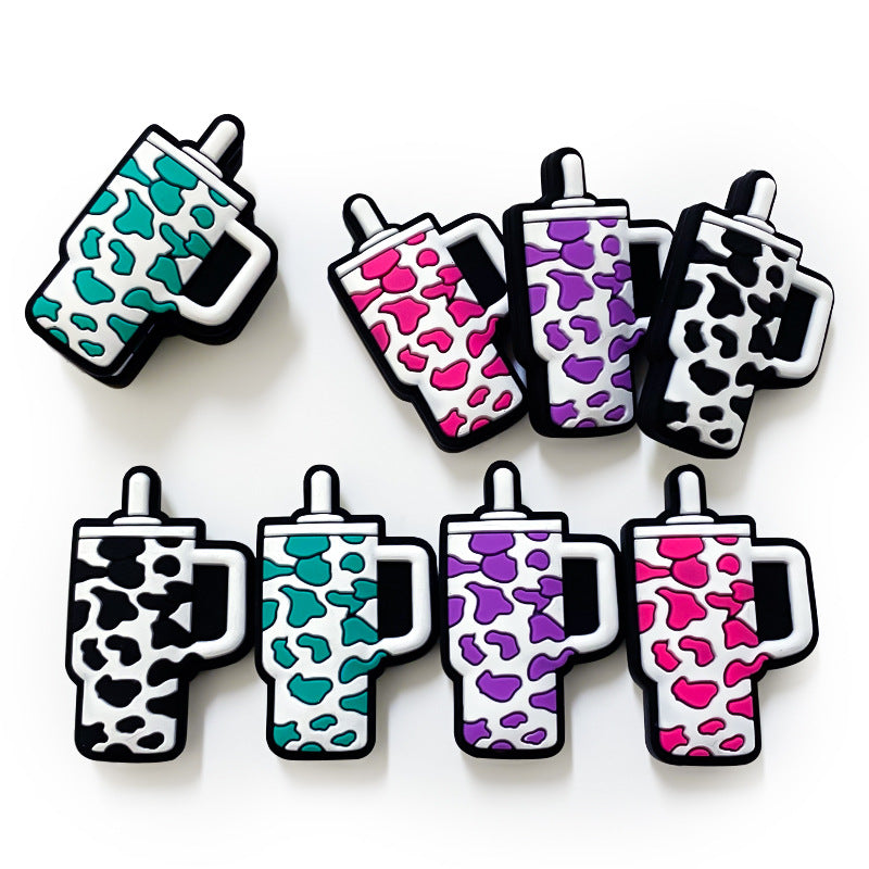 20Pcs Silicone Focal Beads Travel Cup Patterned Design 3