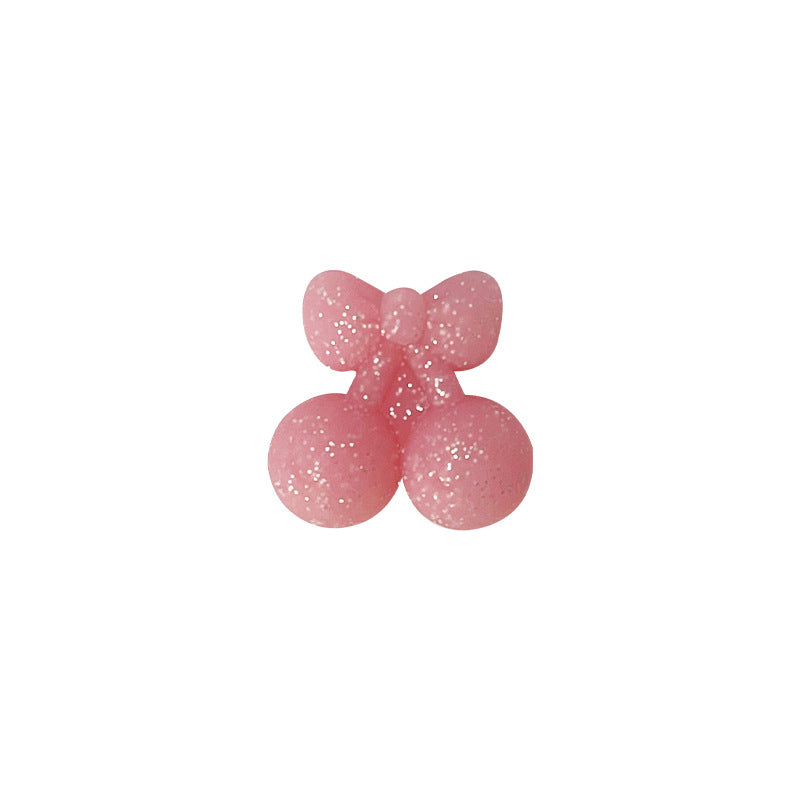 20Pcs Silicone 3D Focal Beads Cherry Glitter Solid Glow In The Dark 8