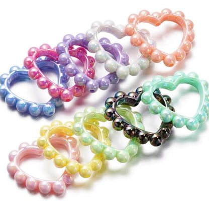 10Pcs 39x43mm Solid Color Plated Love Circle Acrylic Beads