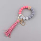 Leather PU Tassel Silicone Bead Wristlet Keychain 8