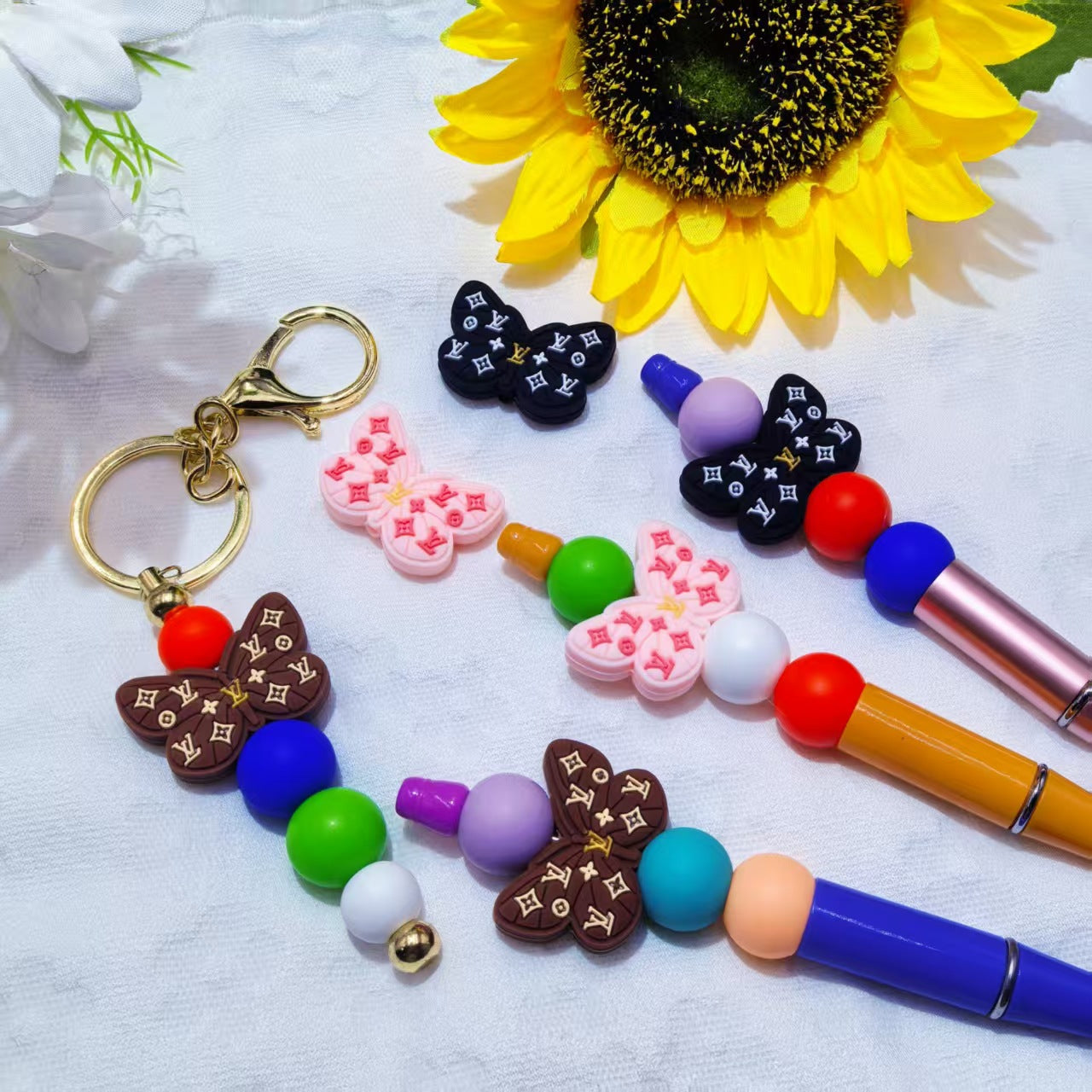 20Pcs Silicone Focal Beads Butterfly Three Color Pattern 3