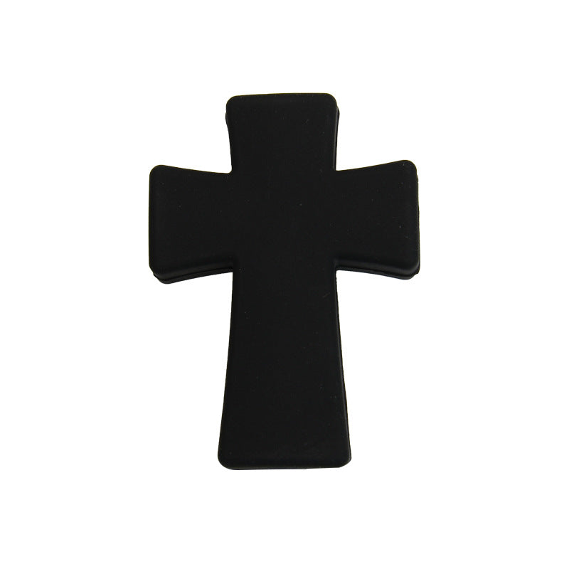 20pcs Silicone Focal Beads Printed Cross With Varied Color Patterns 14