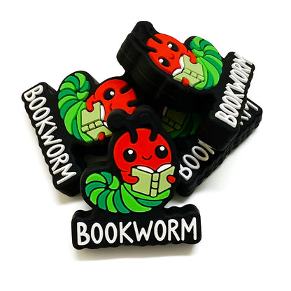 20Pcs Silicone Focal Beads Cartoon Caterpillar with Book Accessory 4