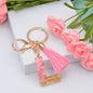 Resin Pink Tassel Letter Keychain A to Z Initial Charm 38