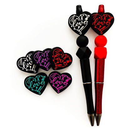 20Pcs Silicone Focal Beads Love Hair Salon Heart Shape with Hair Tool Design 4