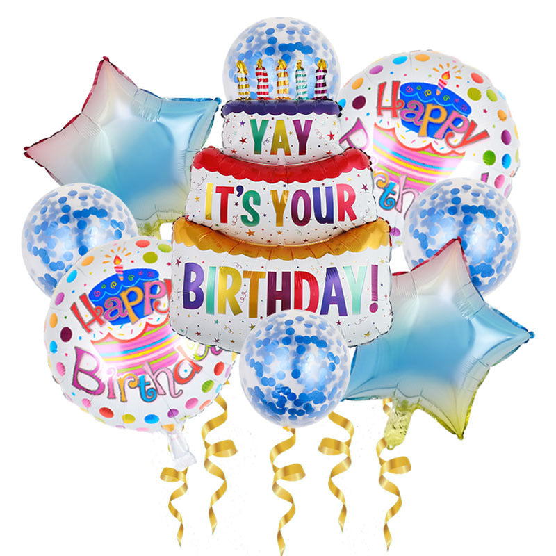 Birthday Crown Foil Balloon Set Party Decoration 9pcs 13