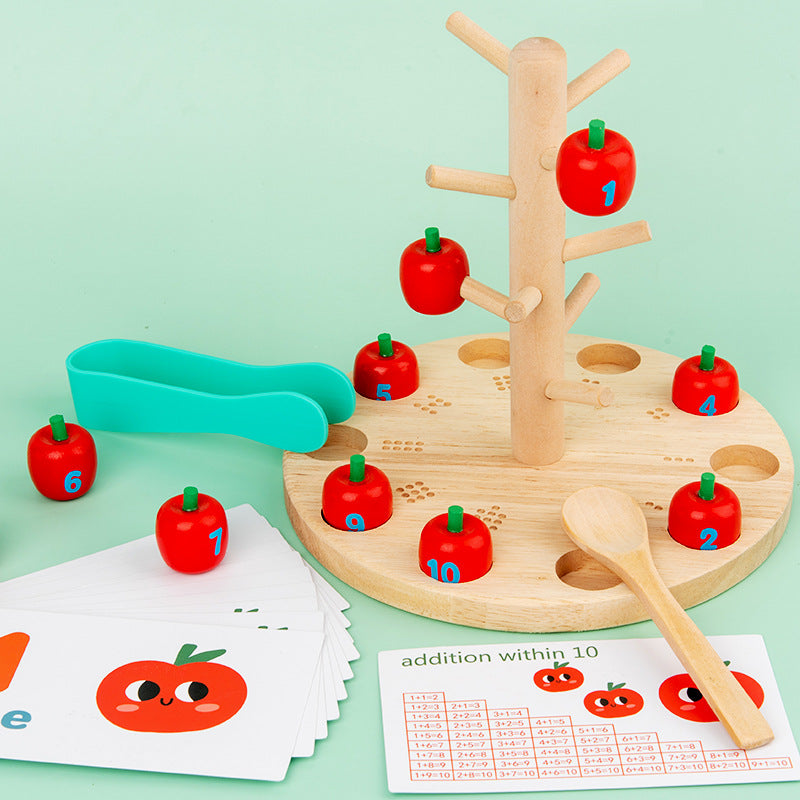 Wooden Apple Montessori Toys Educational Counting Game for Kids 6