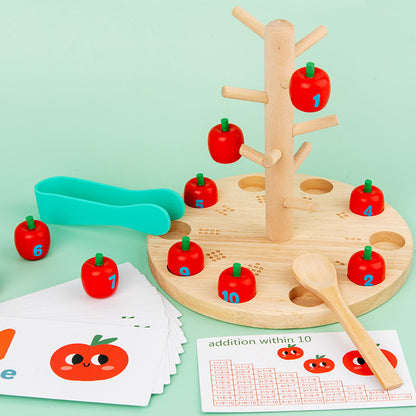 Wooden Apple Montessori Toys Educational Counting Game for Kids 6
