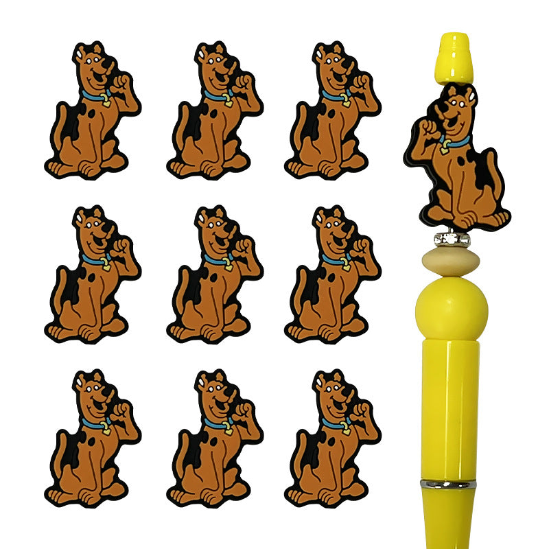 Silicone Focal Beads Brown Dog Character Side Profile 5