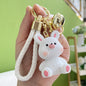 Resin Wool Animal Keychain Cute Charm with Braided Strap 5
