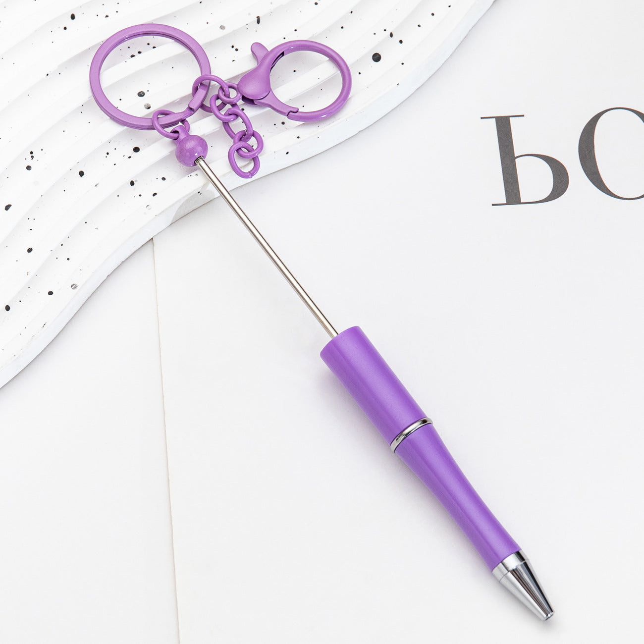 DIY Portable Keychain Beadable Ballpoint Pen Metal Plastic 21.5cm 14