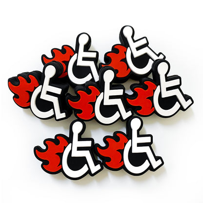 20Pcs Silicone Focal Beads Fire Chair Flame Design 3