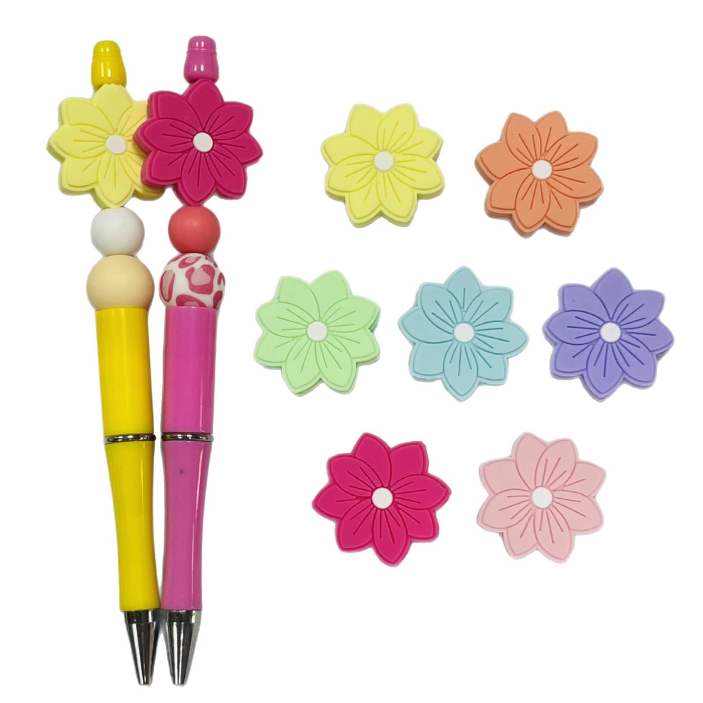 20Pcs Silicone Focal Beads Flower Macaron Color Simple Edition 2