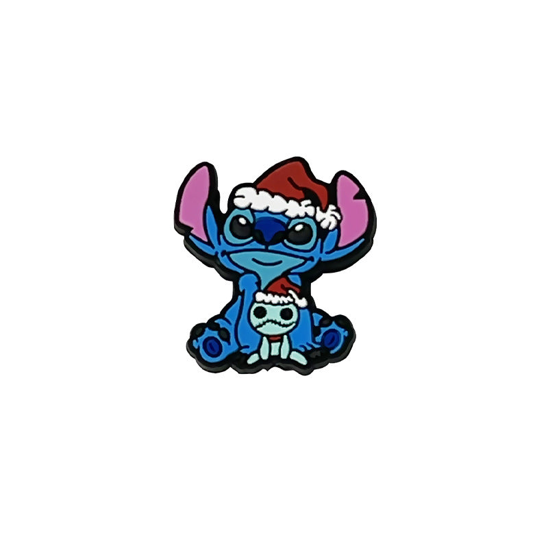 20Pcs Silicone 3D Focal Beads Christmas Blue Alien Character Large Ears Santa Theme 9
