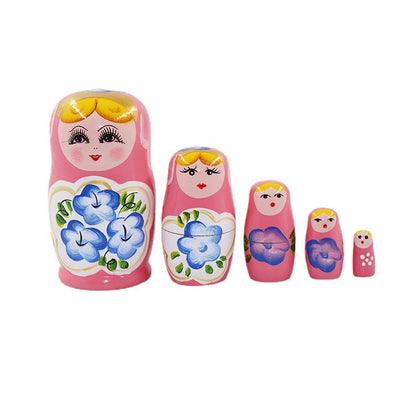 Wooden Russian Nesting Dolls Montessori Toy Set of 5 5